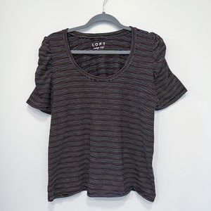 LOFT Navy Striped Vintage Soft Tee, Size L